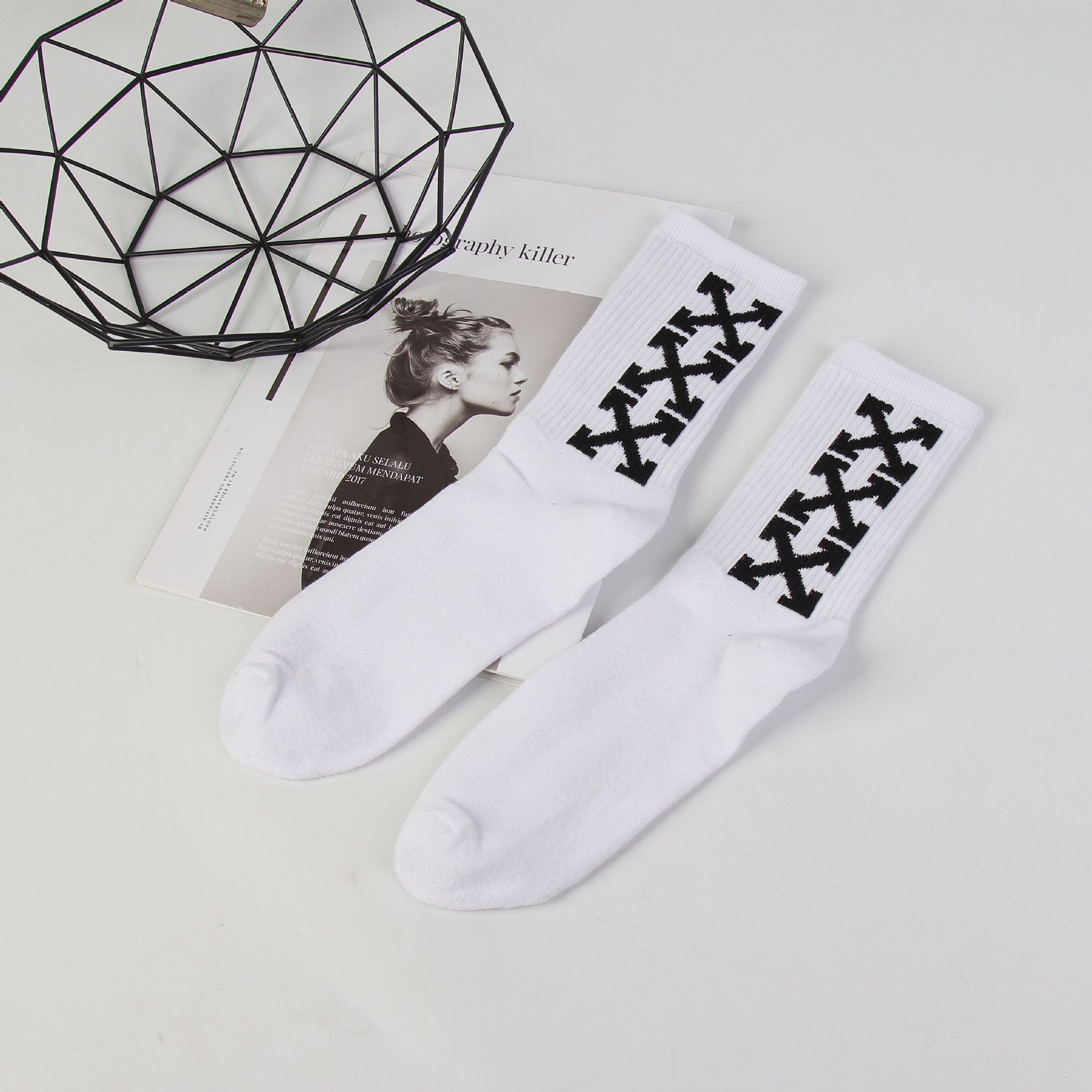 Tide Male Pattern Cotton Long-barreled Institute Of Street Style Hip-hop Ins Stockings Wholesale Men And Women Sock